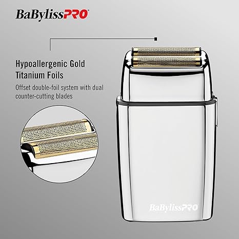 BaBylissPro FOILFX02 Cordless Gold Metal Double Foil Shaver - FXFS2G