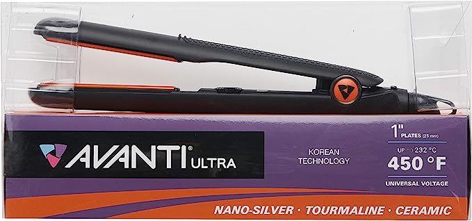 AVANTI ULTRA Nano-Silver Tourmaline & Ceramic 1" Flat Iron - AV-GTL2C