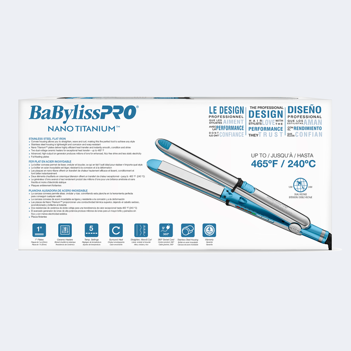 Products BaBylissPRO NANO TITANIUM PRIMA3100 1" Ionic Flat Iron - BNT3100TUC