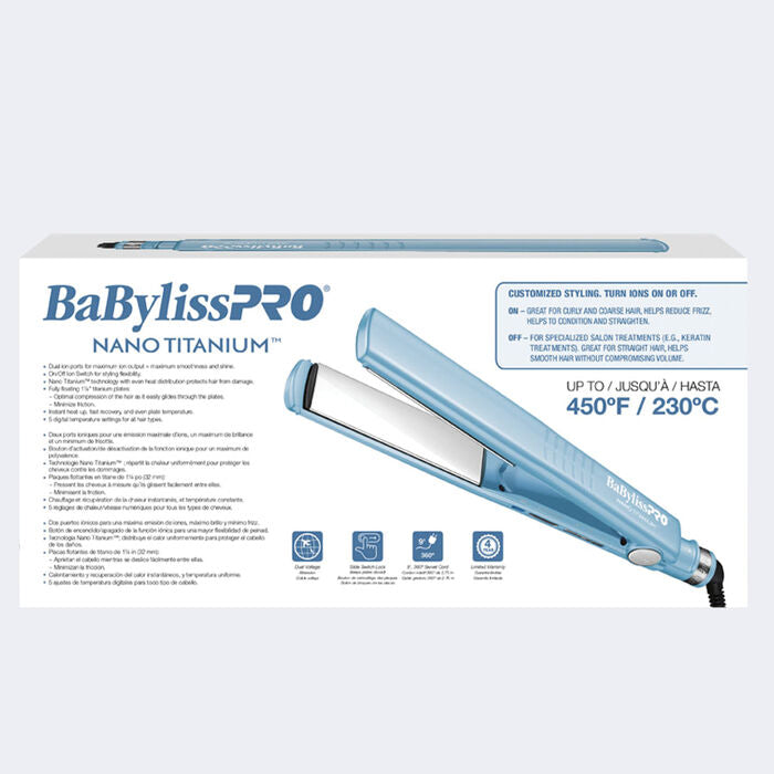 BaBylissPRO NANO TITANIUM 1¼" Dual Ionic Flat Iron - BNT9125TC