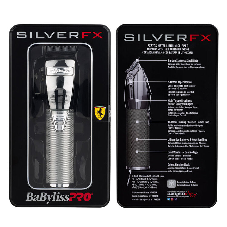 BaBylissPro SILVERFX Metal Lithium Clipper - FX870S