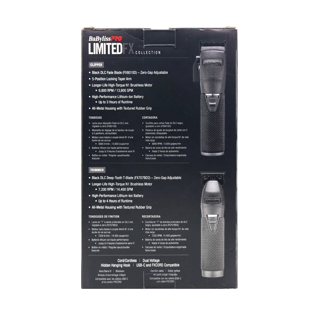 BaBylissPRO LIMITEDFX COLLECTION Black Clipper & Trimmer Combo